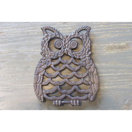  Comfify Cast Iron Owl Trivet - Decorative Trivet For Kitchen Counter or Dining Table Vintage, Rustic, Artisan Design - 7.75X6 - With Rubber Pegs/Feet - Recycled Metal