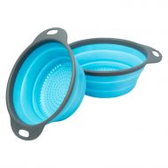 Colander Set - 2 Collapsible Colanders (Strainers) Set By Comfify - Includes 2 Folding Strainers Sizes 8 - 2 Quart and 9.5 - 3 Quart Blue and Grey