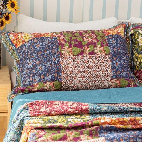  Comforbed Shabby Chic Floral 3 Pieces Country Patchwork Bedspread Quilts Set Queen King