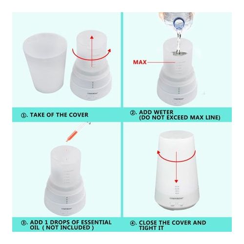  Comforday 100ml Ultrasonic HumidifierEssential Oil DiffuserAroma Diffuser with 7-Color LED Night Lamp