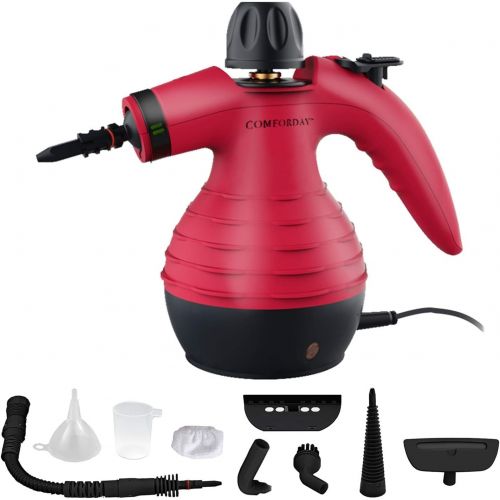  [아마존베스트]Handheld Steam Cleaner by Comforday - Multi-Purpose Pressurized Steam Cleaner with Safety Lock for Stain Removal, Carpet and Upholstery Cleaning - 9-Piece Accessory Kit Included (U