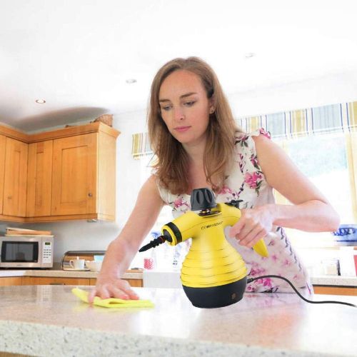  [아마존베스트]Comforday Multi-Purpose Handheld Pressurized Steam Cleaner with 9-Piece Accessories, Perfect for Stain Removal, Curtains, Car Seats, Floor, Window Cleaning (Yellow)