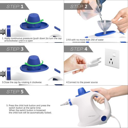  [아마존베스트]Comforday Steam Cleaner- Multi Purpose Cleaners Carpet High Pressure Chemical Free Steamer with 9-Piece Accessories, Perfect for Stain Removal, Curtains, Car Seats,Floor,Window Cle