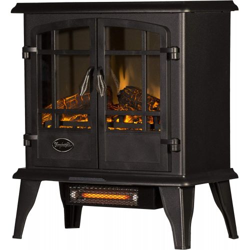  Comfort Glow EQS130 Keystone Infrared Quartz Electric Stove Antique Black, Length: 11in, Width: 20in, Height: 23.5in