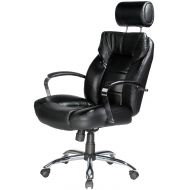 Comfort Products Commodore II Oversize Leather Chair with Adjustable Headrest, Black