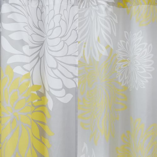  Comfort Spaces  Enya Shower Curtain  Yellow, Grey  Floral Printed- 72x72 inches