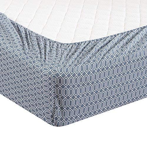  Comfort Spaces 100% Cotton Percale 4 Piece Set Ultra Soft Breathable Deep Pocket Printed Geometric Diamond Pattern Sheets with Pillow Cases Bedding, Cal King, Blue