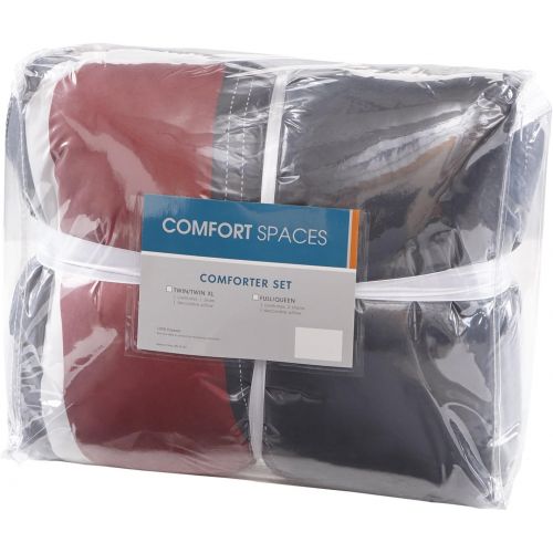  [아마존베스트]Comfort Spaces Comforter Set All Season Ultra Soft Hypoallergenic Microfiber Pipeline Boys Dormitory Bedding, Twin/Twin XL, Pierre Black Red Stripe,CS10-0752