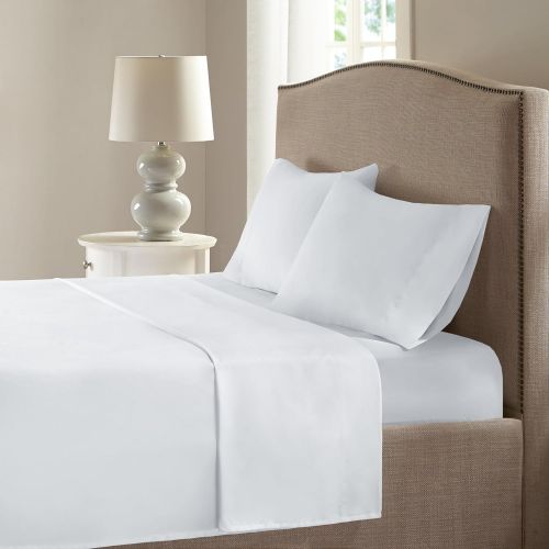  Comfort Spaces Smart Cool Bed Sheets Set - Microfiber Moisture Wicking Fabric Bedding - Cal King Sheets - White Incl. Flat Sheet, Fitted Sheet and 2 Pillow Cases