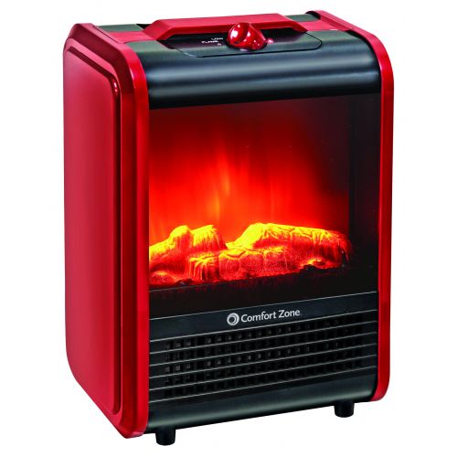  Comfort Zone Mini Electric Fireplace Space Heater, Red