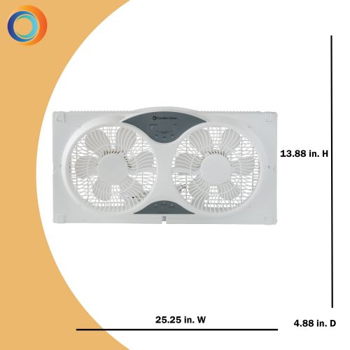  Comfort Zone 3-Speed Reversible Twin Window Fan with Remote Control