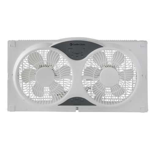  Comfort Zone 3-Speed Reversible Twin Window Fan with Remote Control