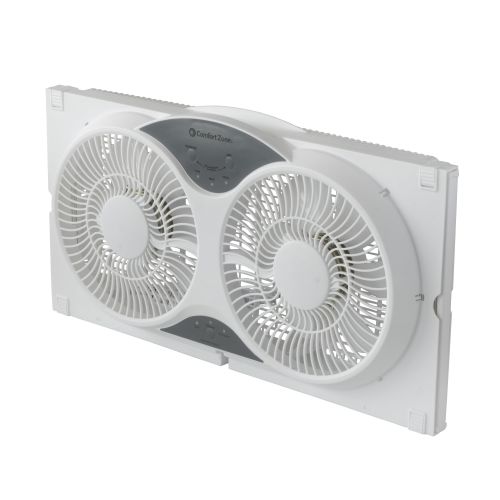  Comfort Zone 3-Speed Reversible Twin Window Fan with Remote Control