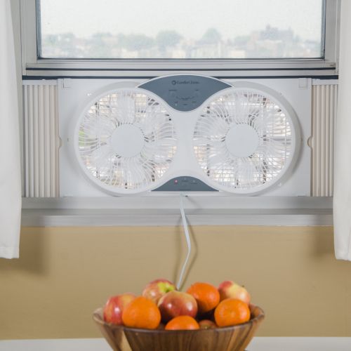  Comfort Zone 3-Speed Reversible Twin Window Fan with Remote Control