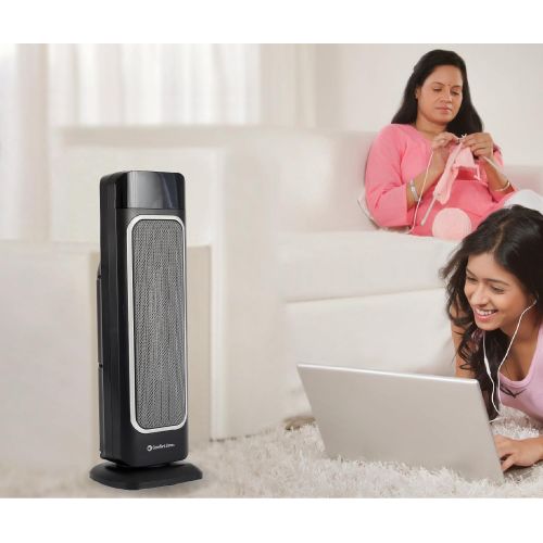  [아마존베스트]Comfort Zone Oscillating Space Heater  Ceramic Forced Fan Heating with Stay Cool Housing - Tower with Remote Control, Digital Thermostat, Timer, Large Temperature Display and Effi