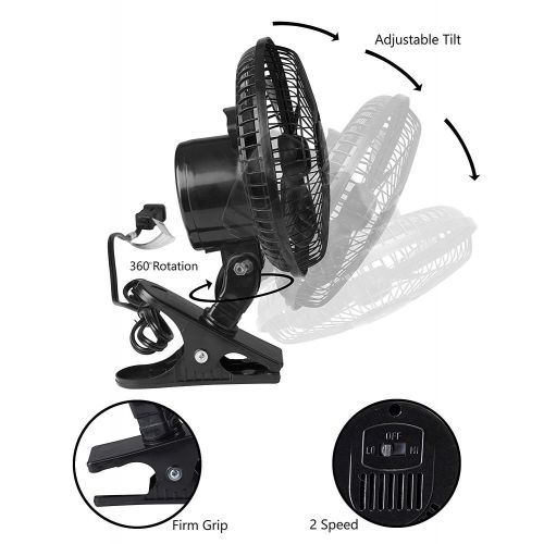  Comfort Zone CZ6C 6-Inch 2-Speed Clip-On Fan (Black, 2 Fans)