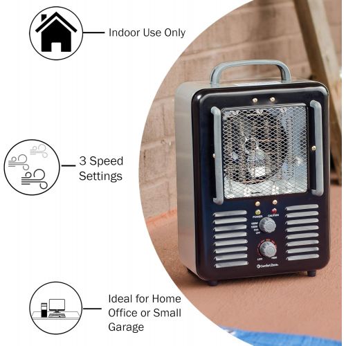  [아마존베스트]CCC COMFORT ZONE Comfort Zone CZ798BK Utility Milkhouse Portable Heater with Thermostat, Black