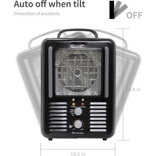  [아마존베스트]CCC COMFORT ZONE Comfort Zone CZ798BK Utility Milkhouse Portable Heater with Thermostat, Black