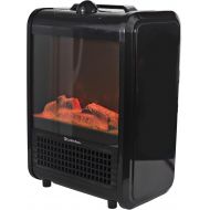 Comfort Zone CZFP1BK Personal Fireplace Heater, 1500-Watt, Black, 2 Heat Settings