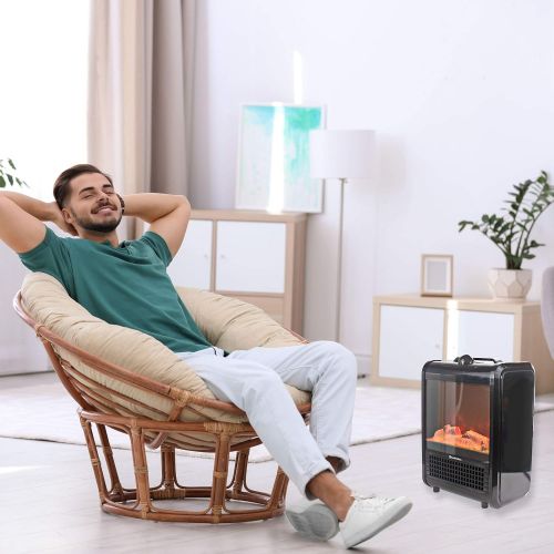  Comfort Zone CZFP1BK Personal Fireplace Heater, 1500-Watt, Black, 2 Heat Settings