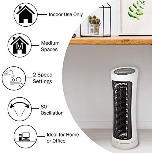  Comfort Zone CZ457EWT 1500-watt Oscillating Energy Save Ceramic Tower Heater, Digital Controls, Safety Tip Over Switch, White