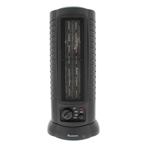  Comfort Zone CZ488 1500 Watt Mini Oscillating Ceramic Tower Heater, Black