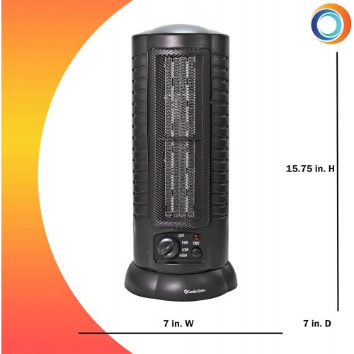  Comfort Zone CZ488 1500 Watt Mini Oscillating Ceramic Tower Heater, Black