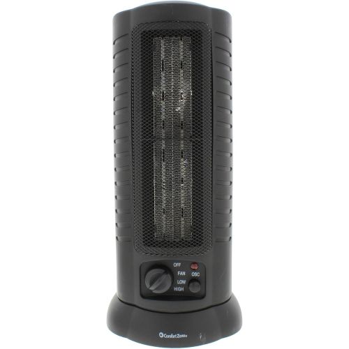  Comfort Zone CZ488 1500 Watt Mini Oscillating Ceramic Tower Heater, Black