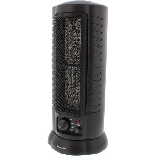  Comfort Zone CZ488 1500 Watt Mini Oscillating Ceramic Tower Heater, Black