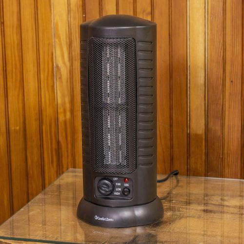  Comfort Zone CZ488 1500 Watt Mini Oscillating Ceramic Tower Heater, Black