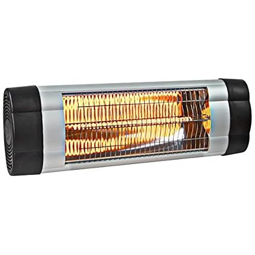  Comfort Zone CZPH10 1500-Watt Outdoor and Indoor Patio Heater, Wall-Mounted, Carbon Fiber Element and Adjustable Thermostat, Black