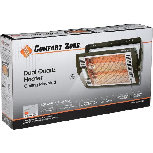  Comfort Zone CZQTV5M Ceiling Mounted Radiant Quartz Heater with Halogen Light Included