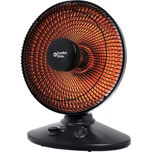  Comfort Zone CZ998 Electric Oscillating Radiant Dish Heater with Adjustable Tilt, Black