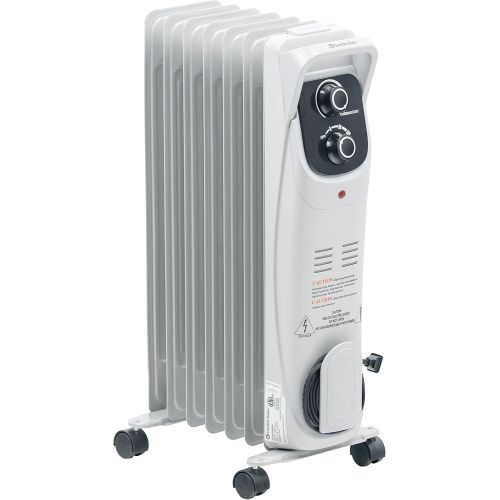  Comfort Zone CZ8008 Silent Electric Oil-Filled Radiator Heater with 360-Degree Swivel Casters, Gray