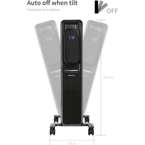  Comfort Zone CZ9010 1500 Watt Oil-Filled Digital Radiator Heater with Silent Operation, Black