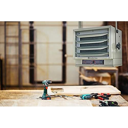  Comfort Zone 5000W Fan-Forced Ceiling Mount Heater with Dual Knob Controls, Deluxe Utility Wall, White