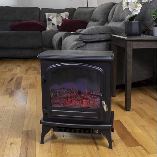  Comfort Zone CZFP6 2 Heat Setting 1500 Watt Stove Fireplace Heater, Black