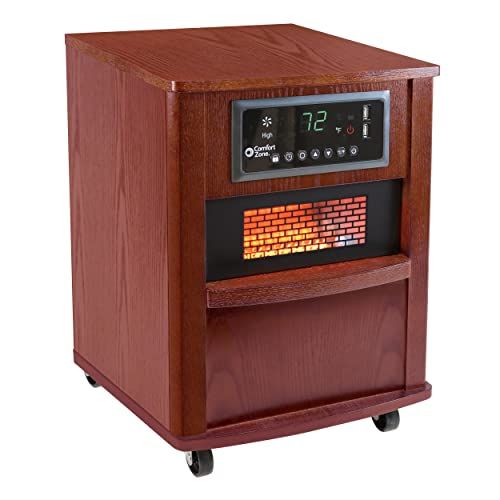  Comfort Zone CZ2062C Infrared Quartz Wood Cabinet Heater, 20, Cherry