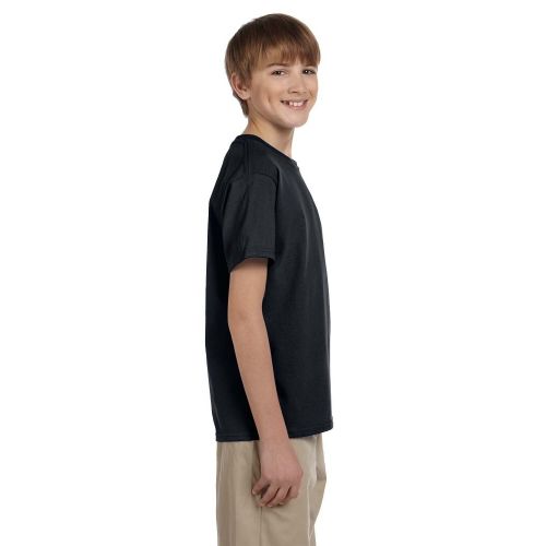  Comfortblend Boys Ecosmart Black CottonPolyester Crewneck T-Shirt by Hanes