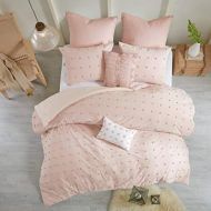 5pc Girls Light Baby Pink Tufts Dot Themed Comforter Twin XL Set, Small Circle Polkadot Textured Theme Pattern, Girly Pretty Polka Dots Bedding