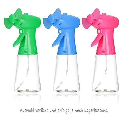  [아마존베스트]com-four 3X Fan Spray Bottle, Kid-Friendly Spray Fan, Water Sprayer for Summer Cooling, Mist Mini Handheld Fan