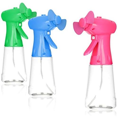  [아마존베스트]com-four 3X Fan Spray Bottle, Kid-Friendly Spray Fan, Water Sprayer for Summer Cooling, Mist Mini Handheld Fan