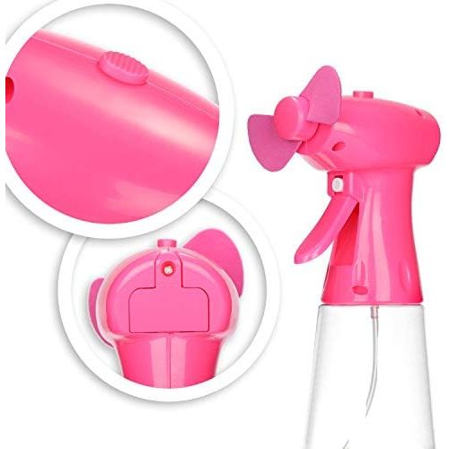  [아마존베스트]com-four 3X Fan Spray Bottle, Kid-Friendly Spray Fan, Water Sprayer for Summer Cooling, Mist Mini Handheld Fan