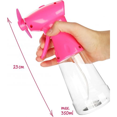  [아마존베스트]com-four 3X Fan Spray Bottle, Kid-Friendly Spray Fan, Water Sprayer for Summer Cooling, Mist Mini Handheld Fan