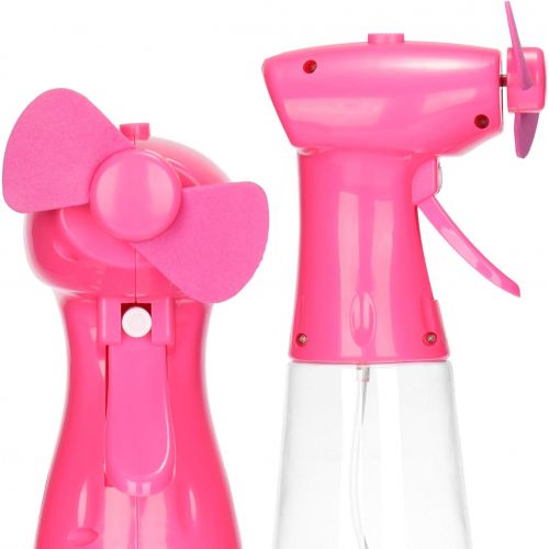  [아마존베스트]com-four 3X Fan Spray Bottle, Kid-Friendly Spray Fan, Water Sprayer for Summer Cooling, Mist Mini Handheld Fan