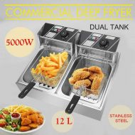 Comft Deep Fryer Commercial Fry Daddy with Basket, Stainless Steel Electric Countertop Large Capacity Kitchen Frying Machine for Turkey, French Fries (12L)