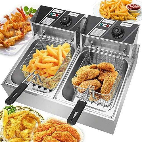  Comft Deep Fryer Commercial Fry Daddy with Basket, Stainless Steel Electric Countertop Large Capacity Kitchen Frying Machine for Turkey, French Fries (12L)