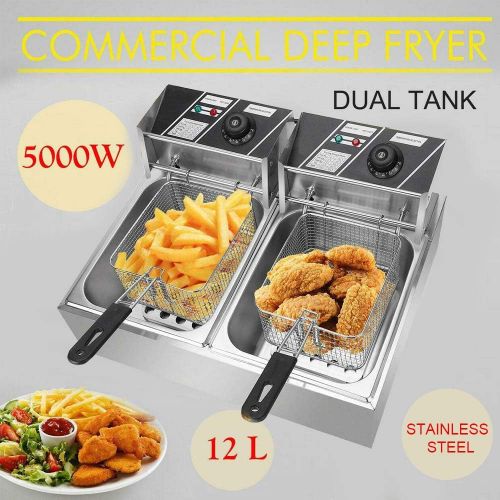  Comft Deep Fryer Commercial Fry Daddy with Basket, Stainless Steel Electric Countertop Large Capacity Kitchen Frying Machine for Turkey, French Fries (12L)