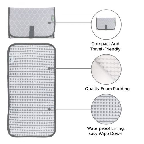  Comfy Cubs Baby Portable Changing Pad, Diaper Bag, Travel Mat Station, Grey Compact