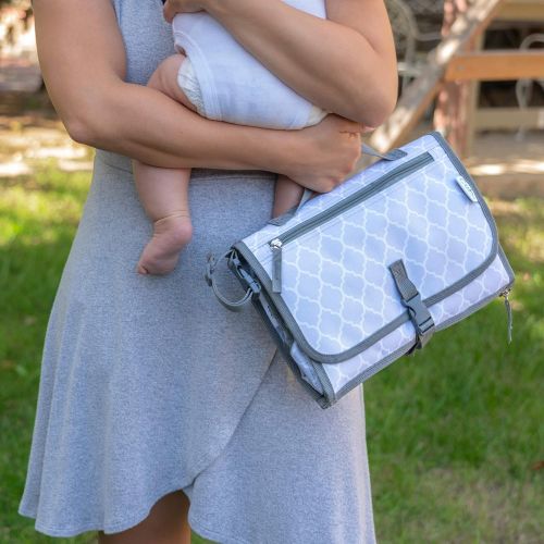  Comfy Cubs Baby Portable Changing Pad, Diaper Bag, Travel Mat Station Grey Large
